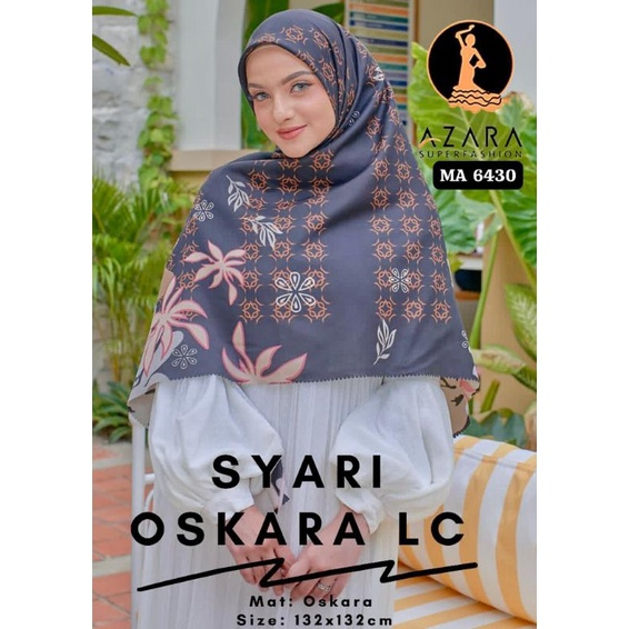 HIJAB SEGI EMPAT JUMBO SYARI MOTIF VOAL AZARA OSKARA LC LASER CUT TIDAK LICIN 130 X 130 RANDOM KERUDUNG