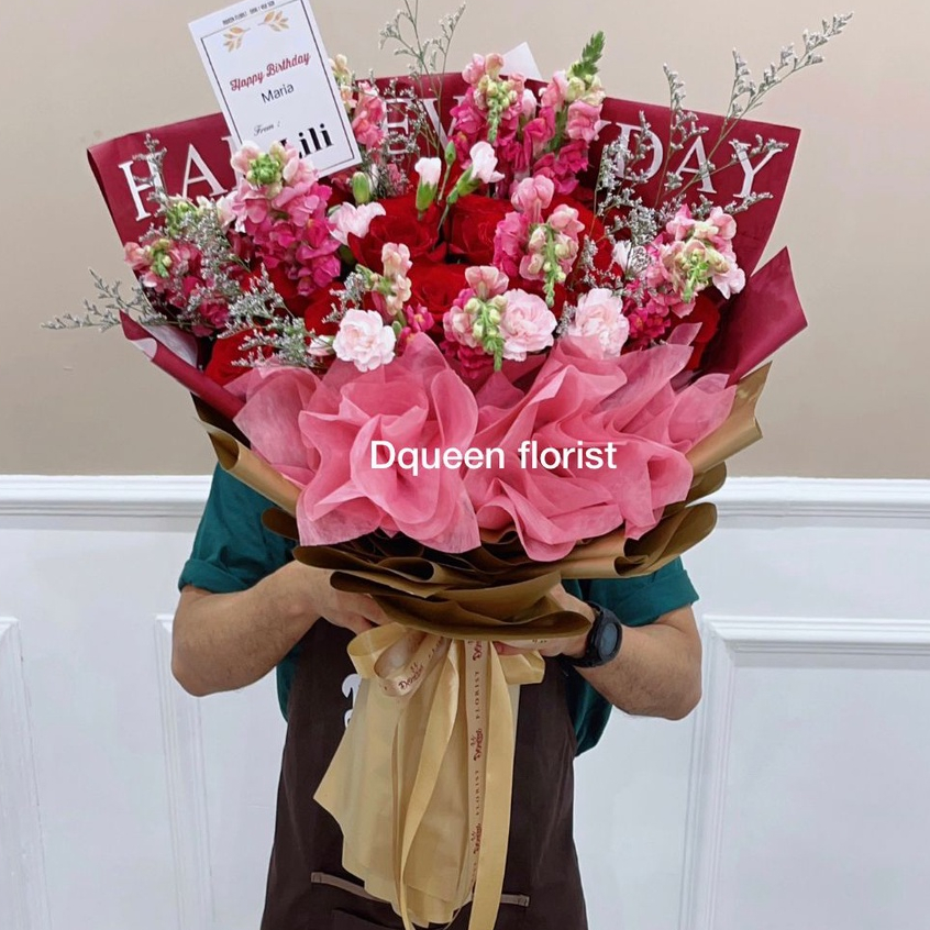 rose bouquet buket bunga kado anniversary wisuda wedding sidang ultah gift 2405