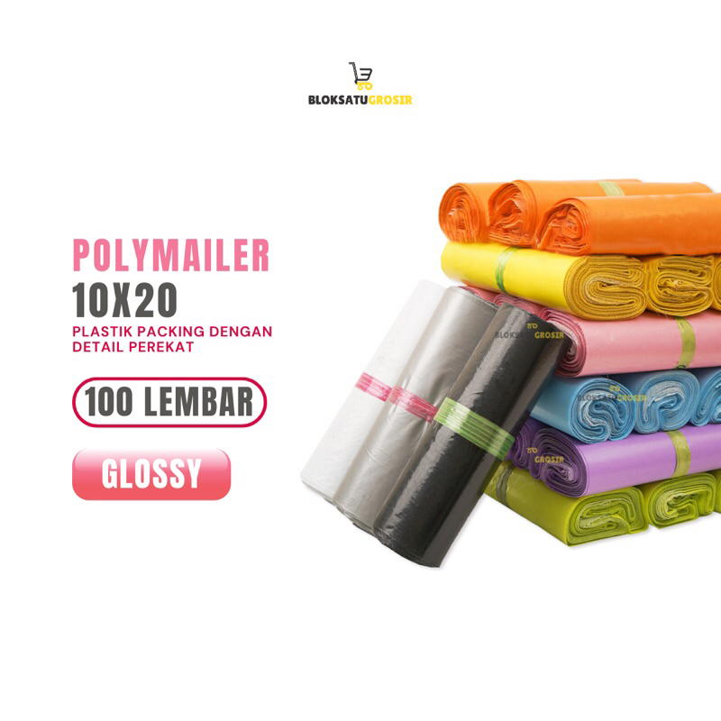 

Kantong Plastik Packing Polymailer Warna Premium Glossy A 10x20 cm isi 100 lembar Plastik Packing Kurir Plastik Lem