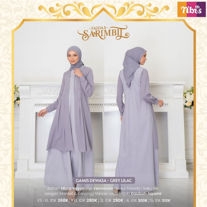 GAMIS SARIMBIT NIBRAS FAIDAA LILAC 2023 GAMIS IBU GAMIS DEWASA GAMIS PREMIUM