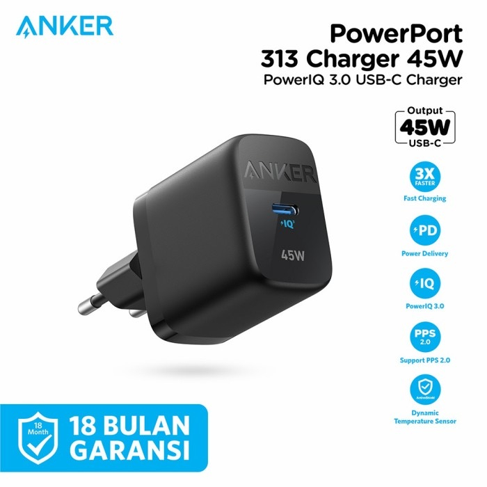 Anker PowerPort 313 Charger PD 45W - SKU A2643 - Garansi Resmi 18 Bulan