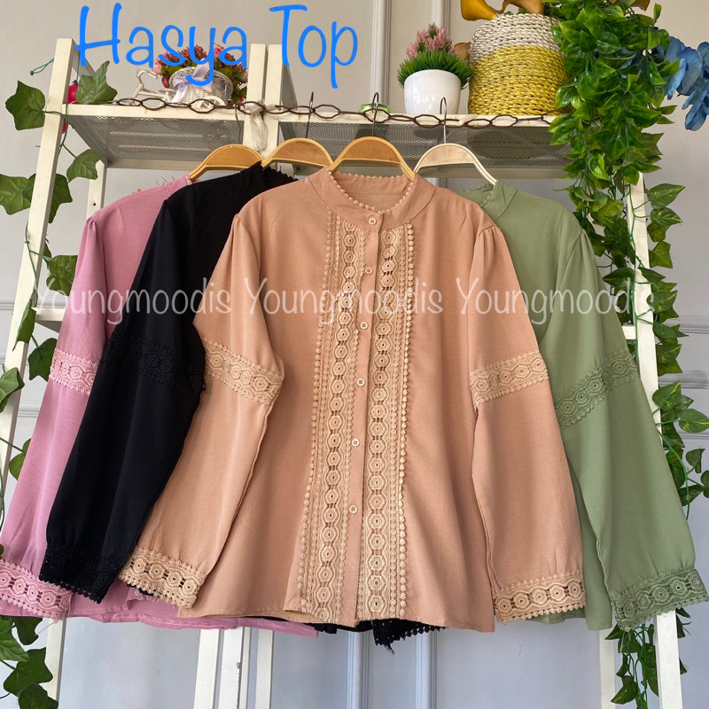 Youngmoodis naura blouse brokat katun mix ori import