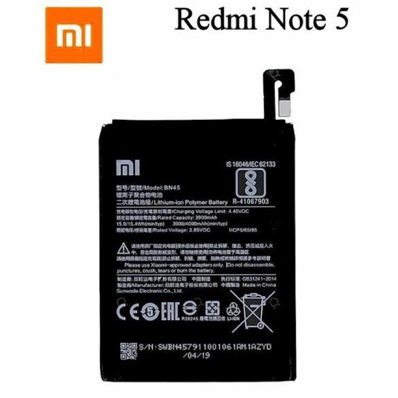 BATERAI XIAOMI REDMI NOTE 5 / NOTE 5 PLUS BN45 ORIGINAL IMPORT