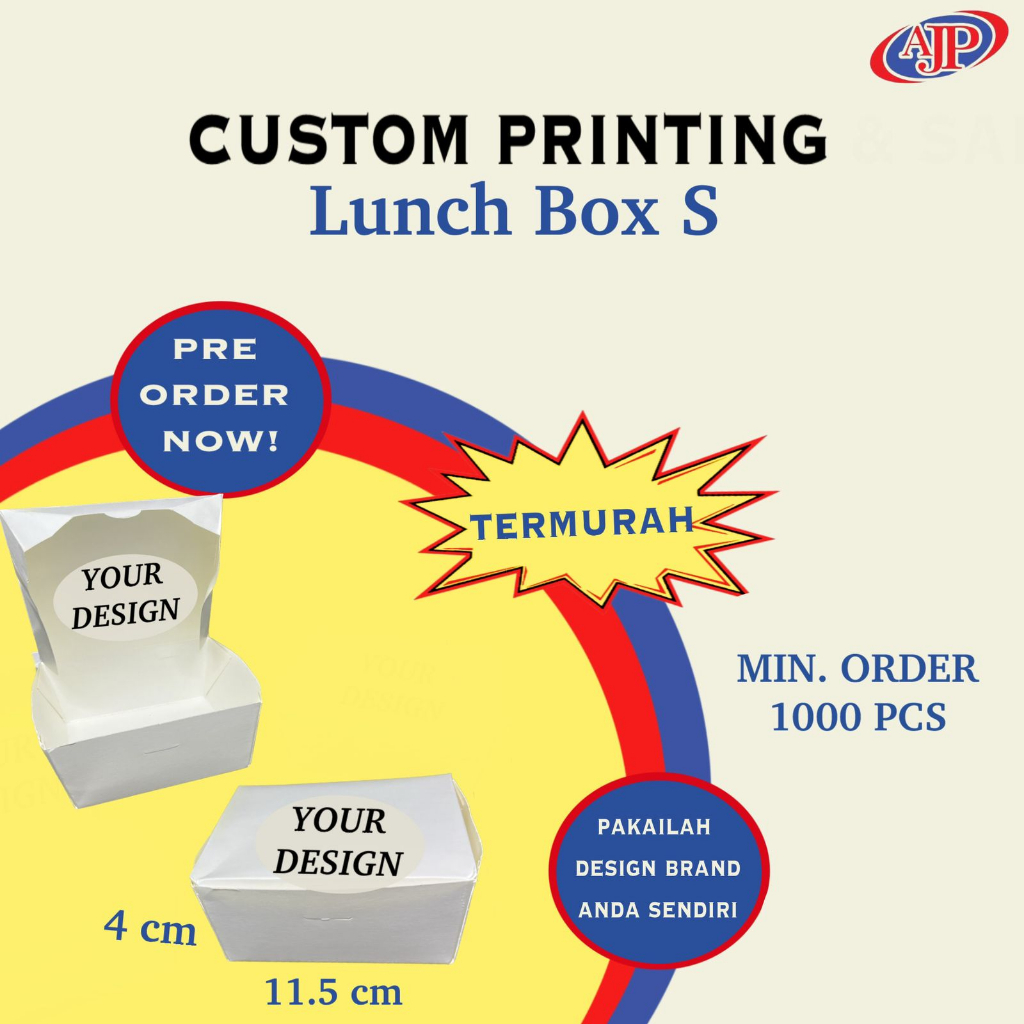 Lunch Box S Premium Custom Printing Kemasan Makanan Takeaway Kotak Kue Paper Food Container Catering