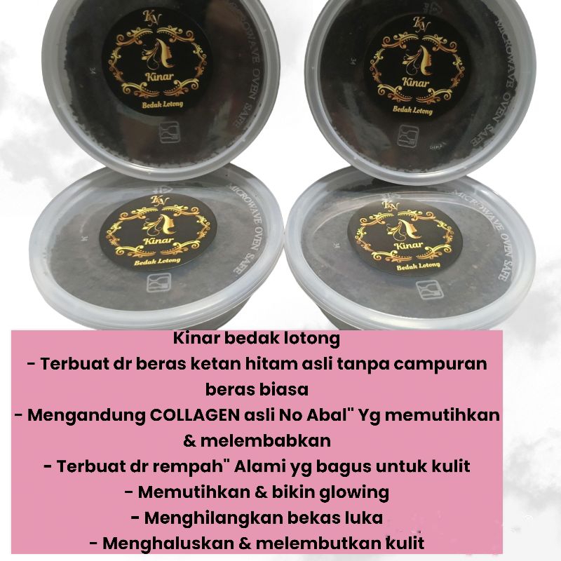 Kinar bedak lotong CoLLagen, lemon,bengkoang asli no abal" beras ketan hitam / badda lotong bugis