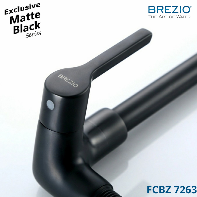 BREZIO FCBZ 7263 KERAN DAPUR WASTAFEL CUCI PIRING KRAN ANGSA TEMBOK HITAM BLACK MATTE