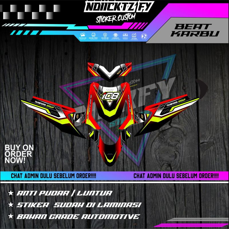 STIKER DECAL FULL BODY BEAT KARBU DESAIN TERBARU KONSEP ROAD RACE RACING