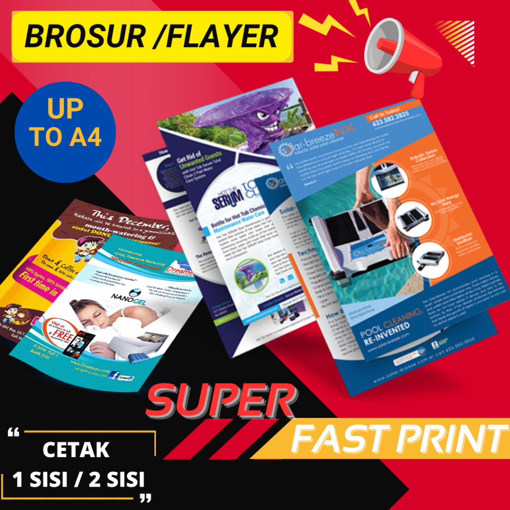 

PRINT & CETAK BROSUR / FLAYER (Art Paper GLOSY 150 grm)