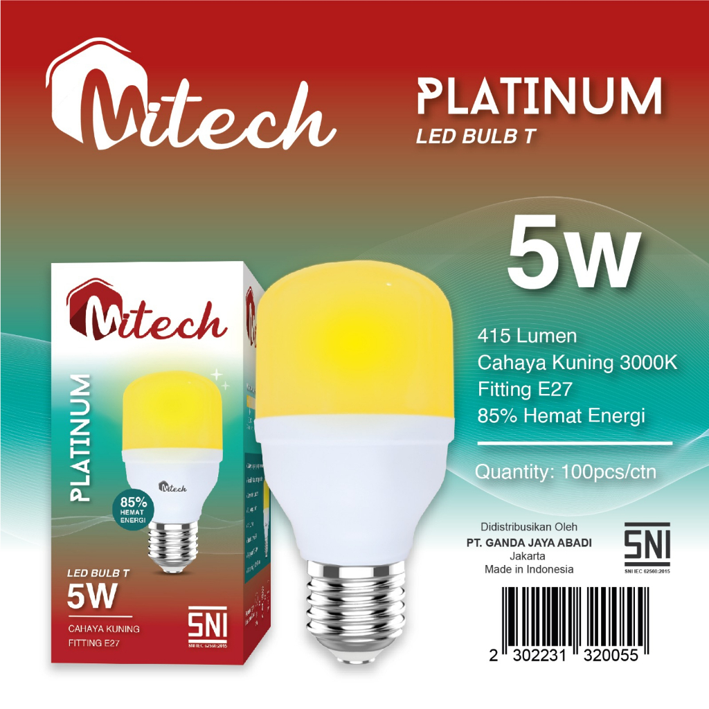 Kuning / Warm White Lampu Led MITECH 5w Kapsul T Bulb 5watt WarmWhite