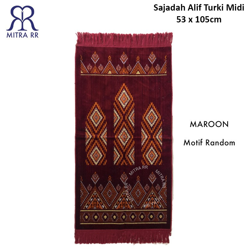 Sajadah Turki | Sajadah Alif Motif Warna Ukuran Midi Tanggung 53x105