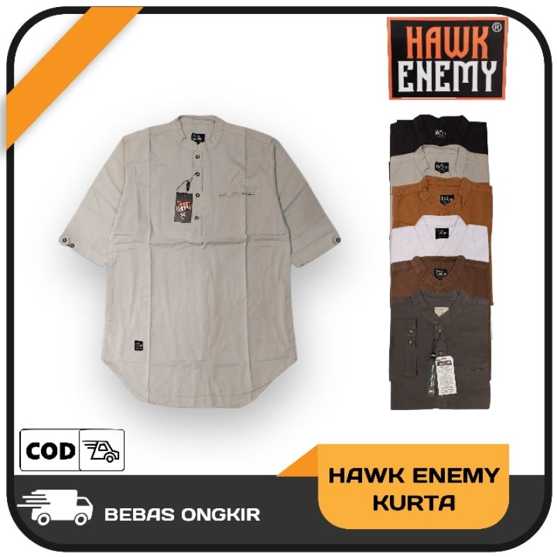 Hawk Enemy Baju Koko Kurta Muslim Pria Pakistan Lengan 3/4 Katun Cigaret