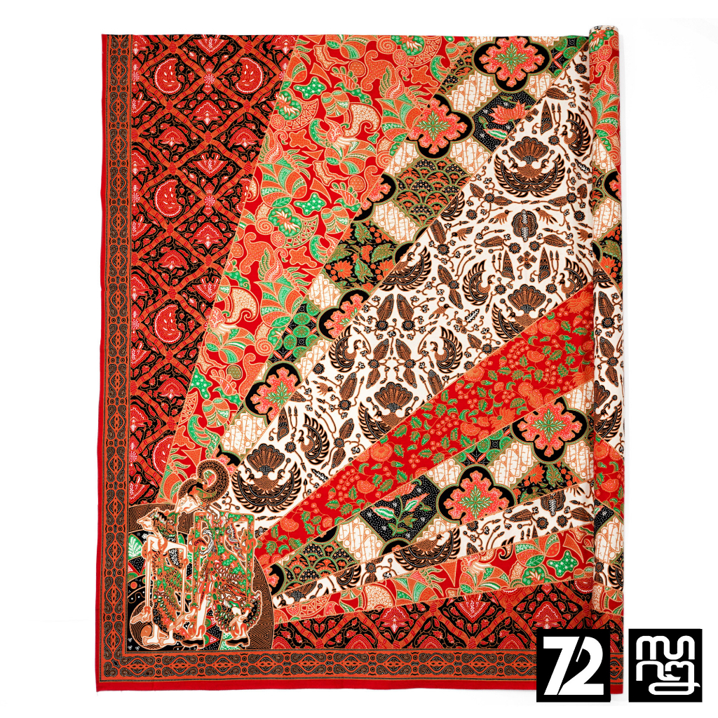 KAIN BATIK PREMIUM Bahan Katun Motif Multi Warna Merah Coklat 721537 Cap 72 Jarik Jarit Samping Kebat Panjang Batik Katun Modern Premium Bahan Seragam Batik Pernikahan Kantor Keluarga Murah Kamen Jadi Batik Bali Lembaran