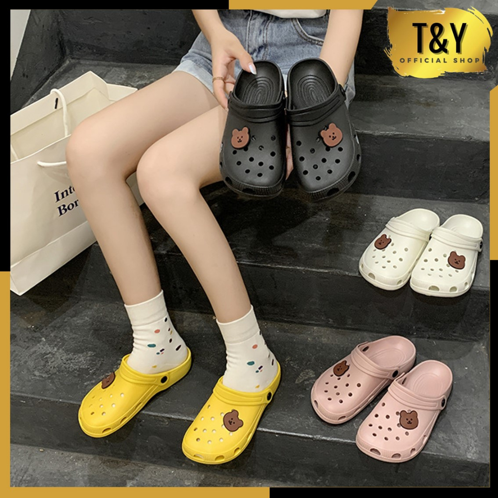 T&amp;Y Sandal Unisex Jelly 6731 Sendal Karet Motif Lubang Sandal Rumah Pria Wanita Tali Belakang Anti Slip Elastis