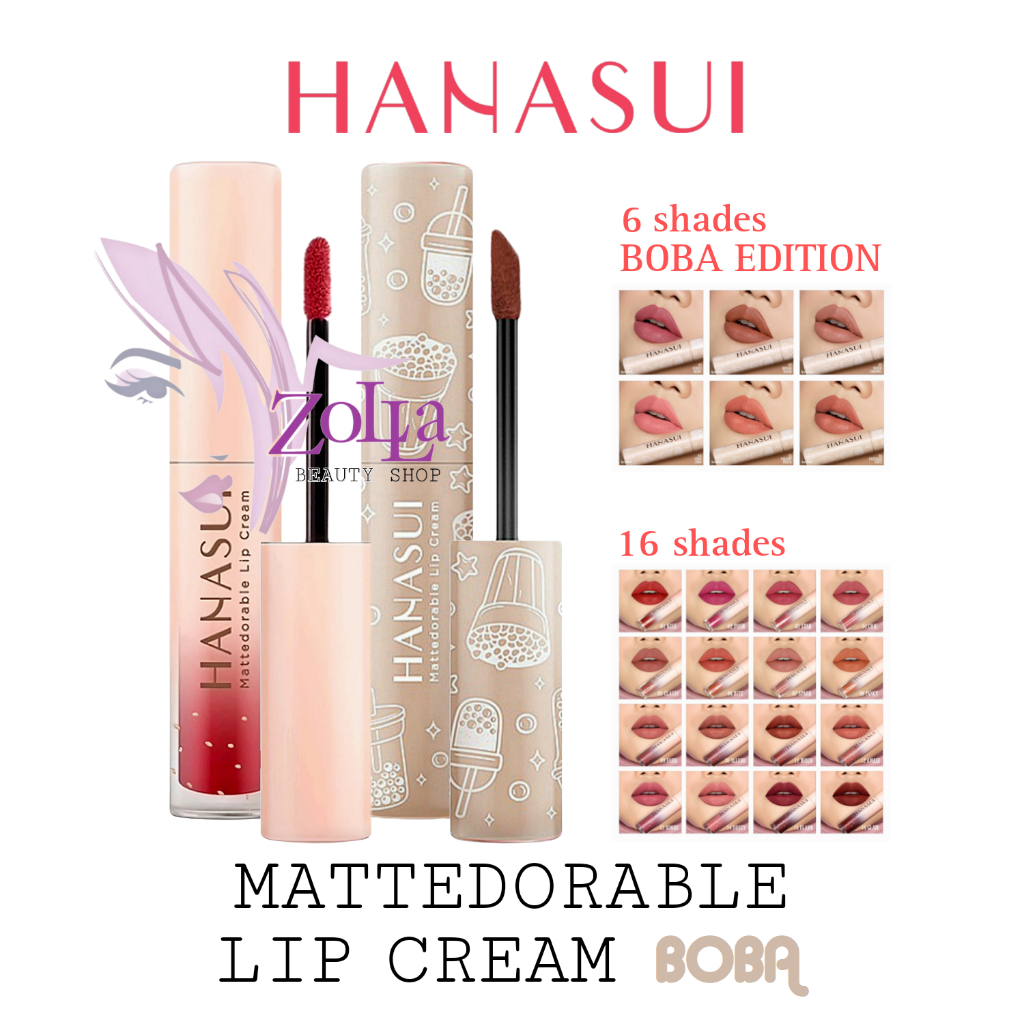 HANASUI MATTEDORABLE LIP CREAM - BOBA EDITION - BPOM - LIP CREAM HANASUI MURAH