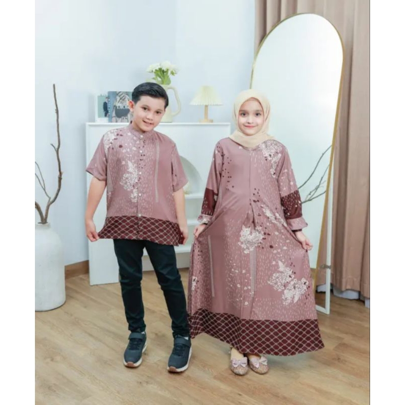Baju gamis dress anak 2026 busana muslim setelan couple family set kembaran seragam foto keluarga ke