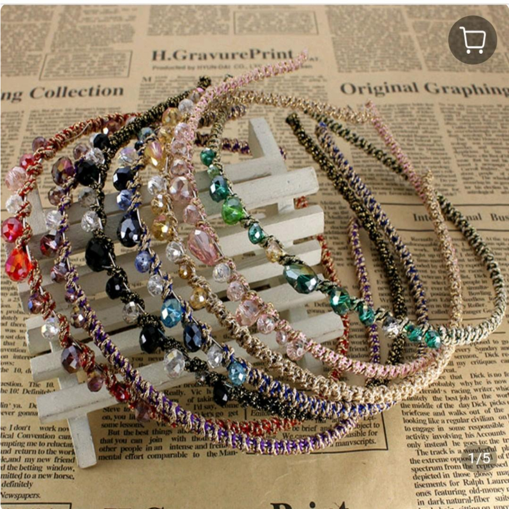 Bando Manik kristal Korea/jepit rambut kristal