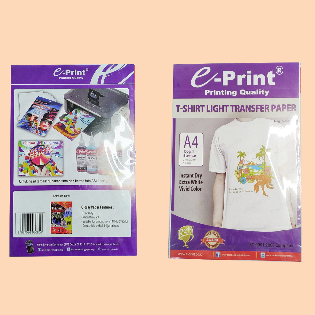 

Kertas Print Transfer Baju Eprint Light T-Shirt Transfer Paper