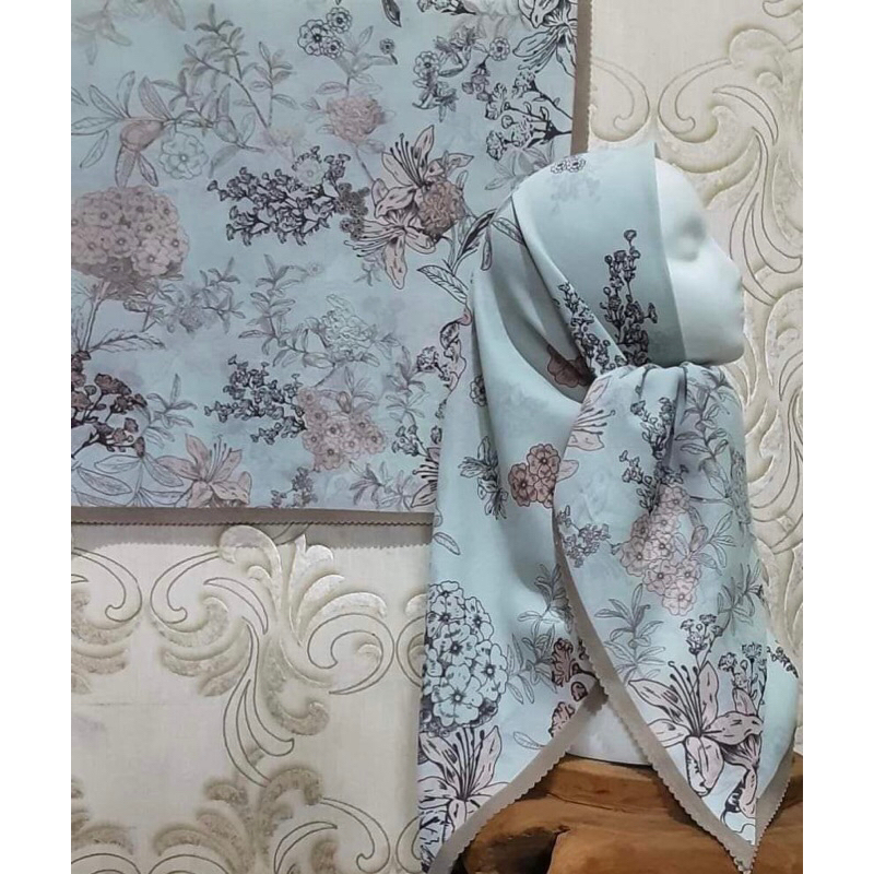 HIJAB VOAL MOTIF BT PUTIH TULANG KOMBI COKSU