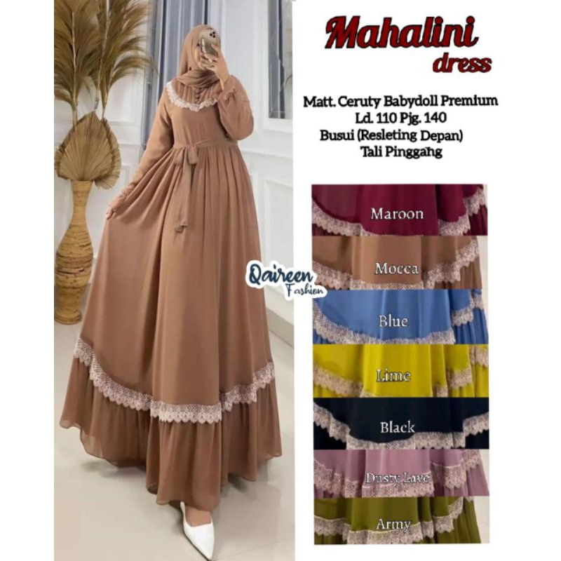 MAHALINI DRESS /GAMIS CERUTY POLOS BY QAIREEN