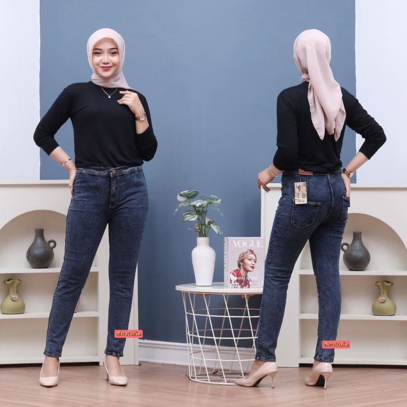 CELANA HIGHWAIST JEANS POLOS WANITA PREMIUM