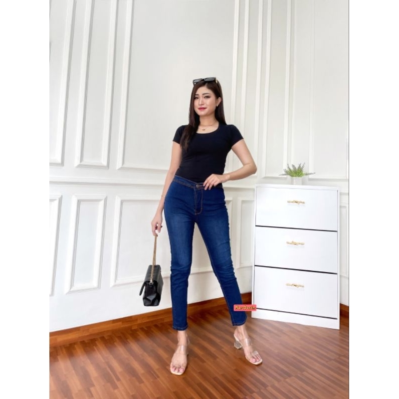 CELANA HIGHWAIST JEANS POLOS WANITA CEWEK