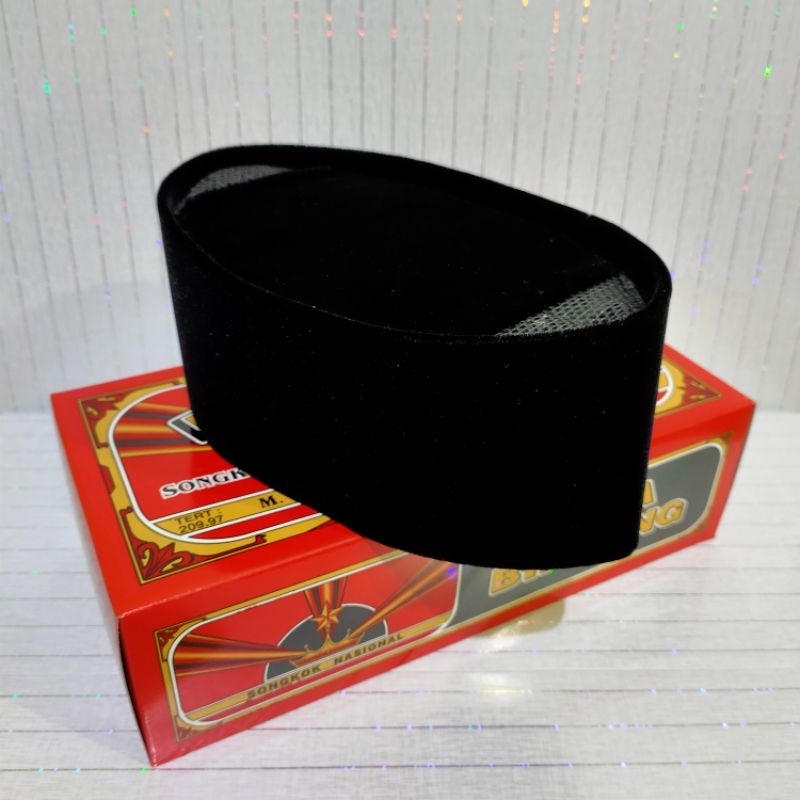 peci songkok kopyah raja bintang hitam polos AC tinggi 9cm