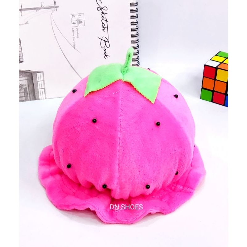 Topi anak bayi perempuan topi kupluk anak motif strawberry