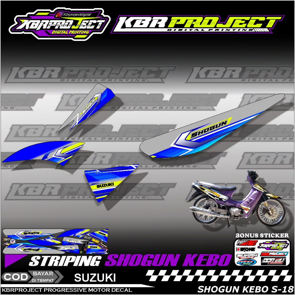 SHOGUN KEBO STIKER MOTOR KEREN Stiker Striping Variasi Motor SUZUKI Racing S.18 TRANSPARAN Cod