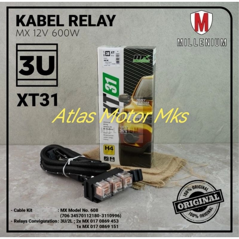 [1SET][3RELAY H4] KABEL RELAY SET MX NEW SERIES 3 RELAY 2 LAMPU FOR H4 UNIVERSAL SEMUA JENIS MOBIL T