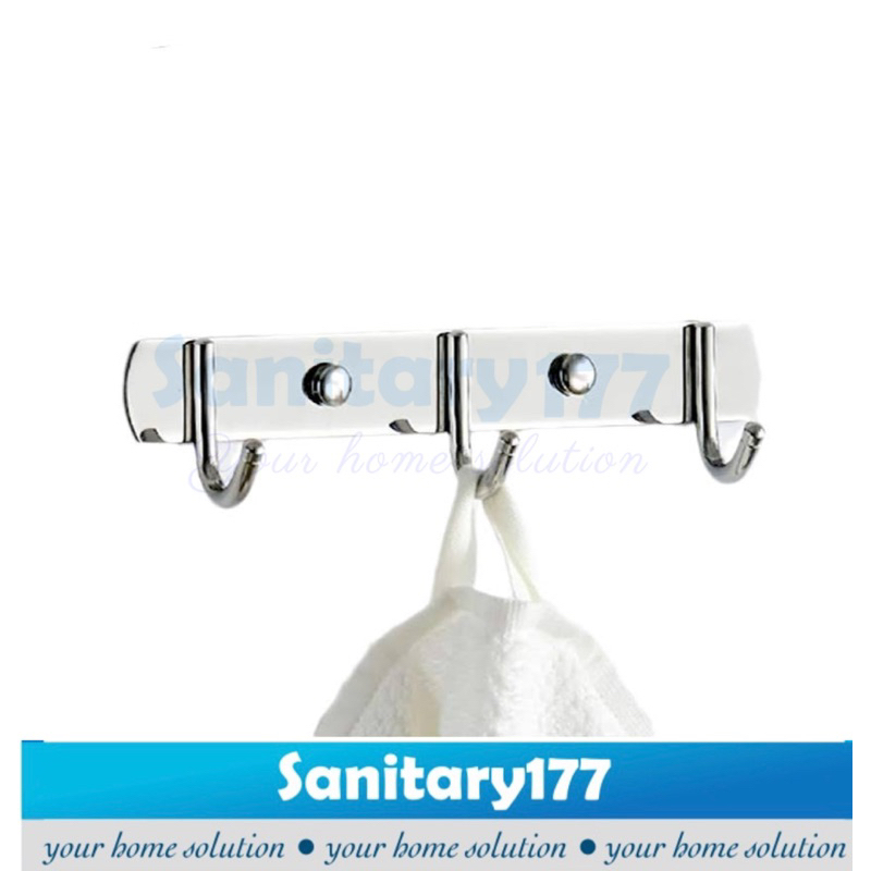 kapstok stainles 3 kait 1237-gantungan baju 3kait sus304 stainless tebal rak hook hanger cantelan sanitary177