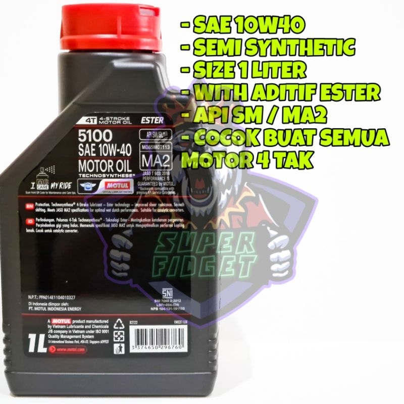 OLI MESIN MOTUL 5100 SIZE 1LITER