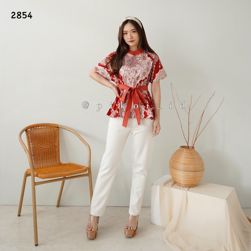 Atasan batik murah / blouse batik lengan pendek / blouse batik ikat cantik / blouse batik kanto 2854