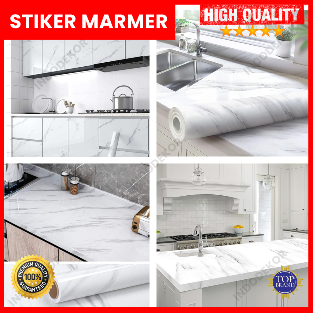 Stiker Marmer Marble Glossy Tebal Pelapis Lemari Meja Kayu Kaca Kulkas Stiker Dinding Dapur