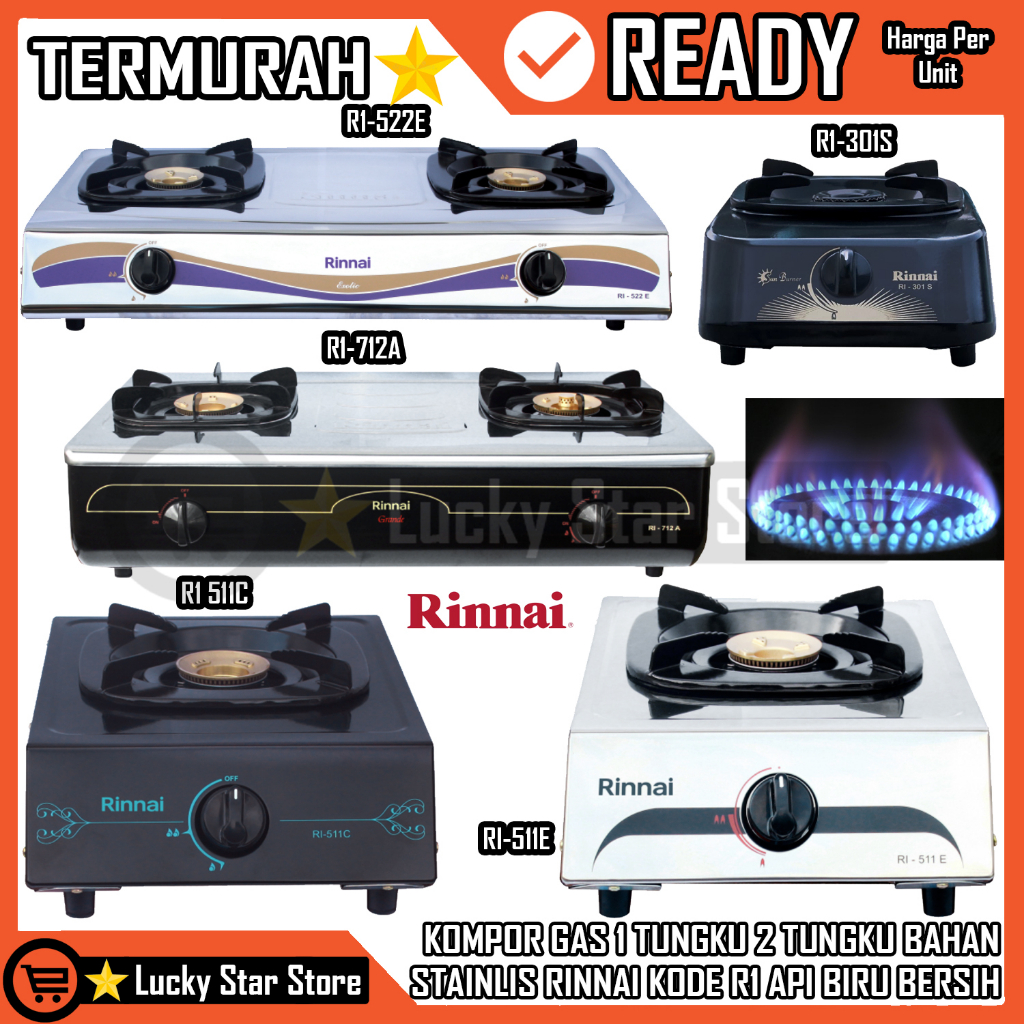 Rinnai Kompor Gas Kompur Rinnai Tungku Perapian Anglo Kompor Rinai R1-522e R1-712a R1 511e R1 301s R