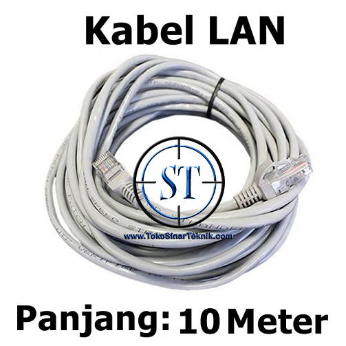 Kabel LAN CAT5E + RJ45 @10M Router Wifi Wireless Access Point Internet Modem Router Telepon Indoor Outdoor Ethernet Cable DSL Panjang 10 Meter Siap Pasang
