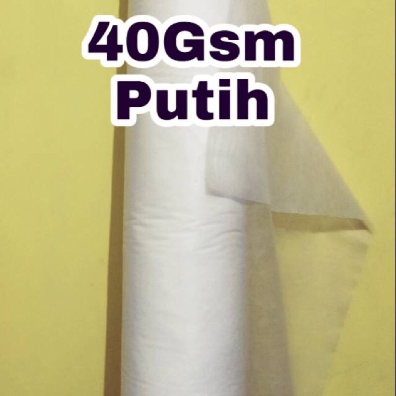 KAIN SPUNBOND FURING 40GSM LEBAR 1.6M PER METER Kain Spunbond untuk Masker Kain Spunbond Transparant Putih Kain Spunbond Putih