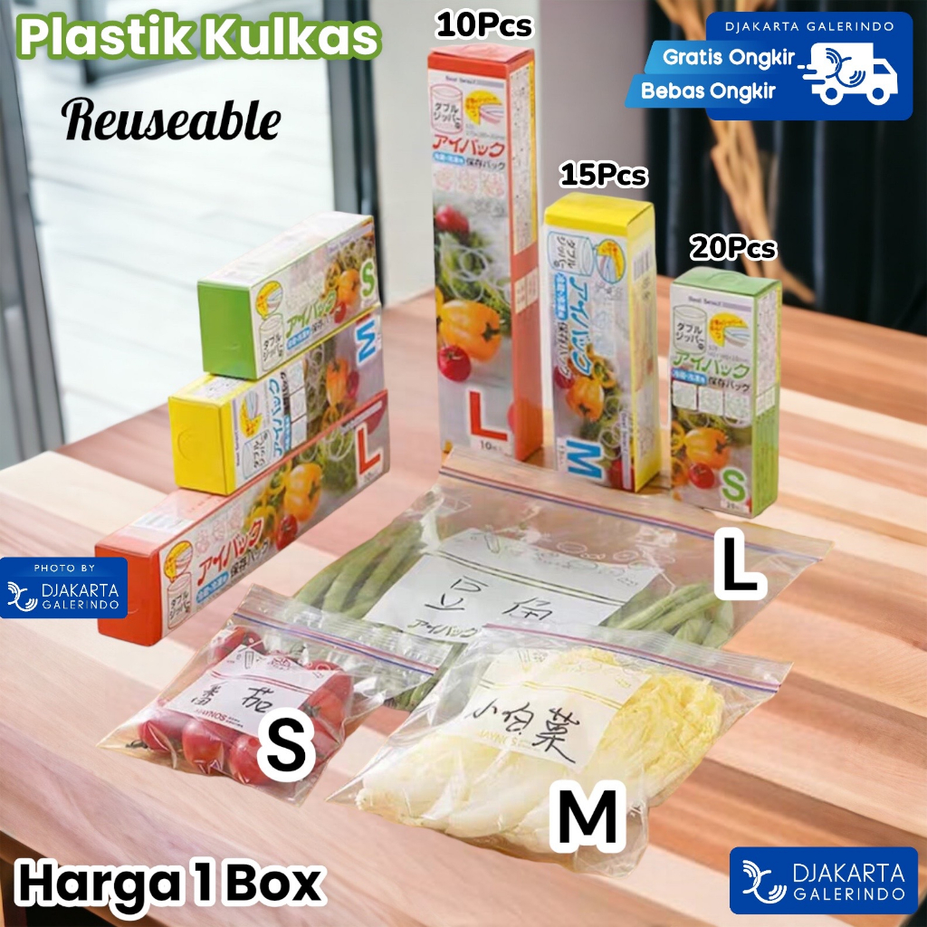 Kantong Plastik Kulkas Double Seal Ziplock Reusable Fresh Bag Penyimpan Makanan Sayuran Kantong Food Plastik Serbaguna