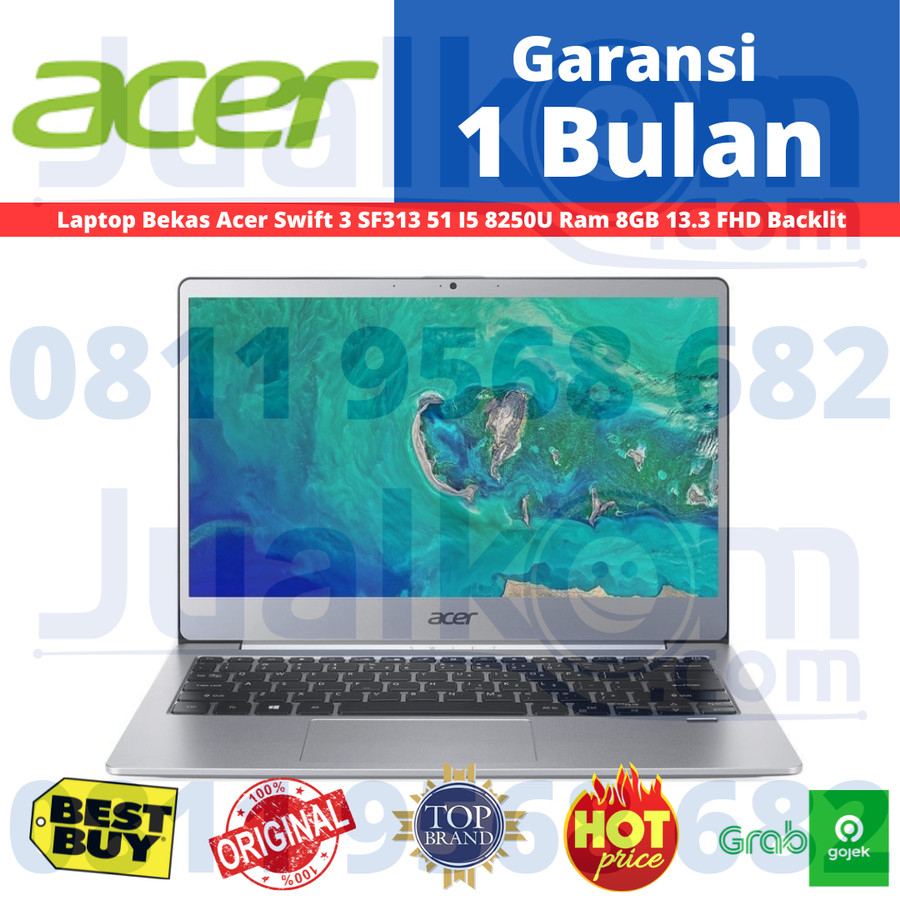 Laptop Bekas Acer Swift 3 SF313 51 I5 8250U 8GB 256GB 13.3 FHD Backlit