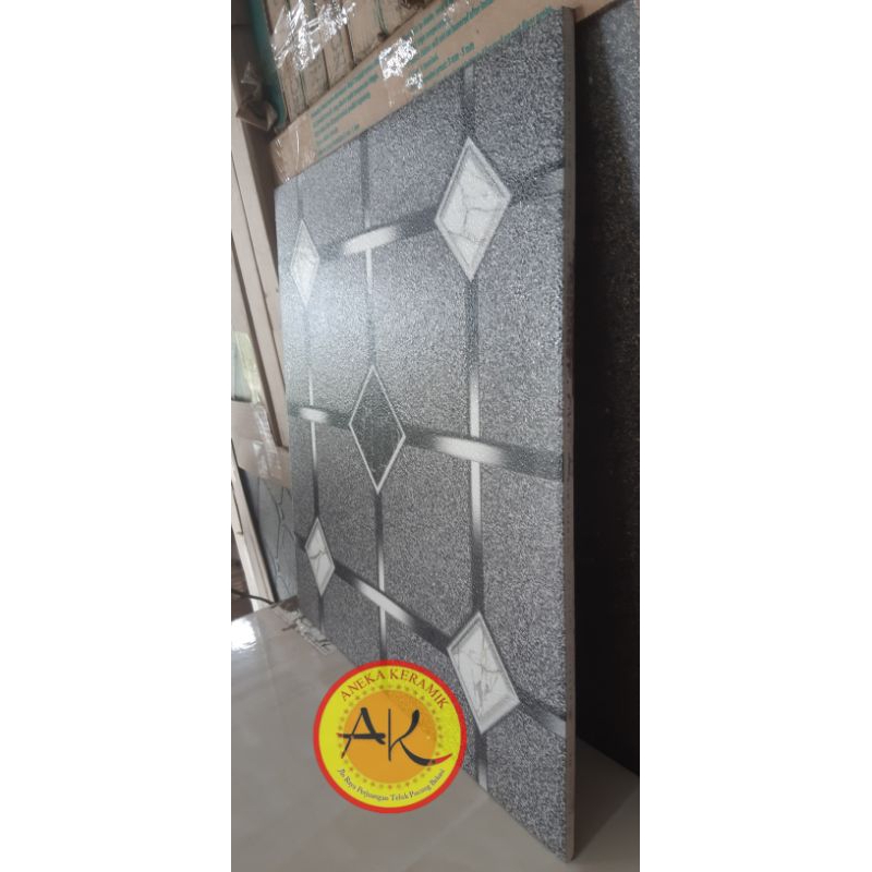 Keramik Lantai Teras Garasi Kasar Matt Motif Hexagon 40x40 Hummer Grey