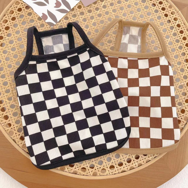 Korea checker tank top