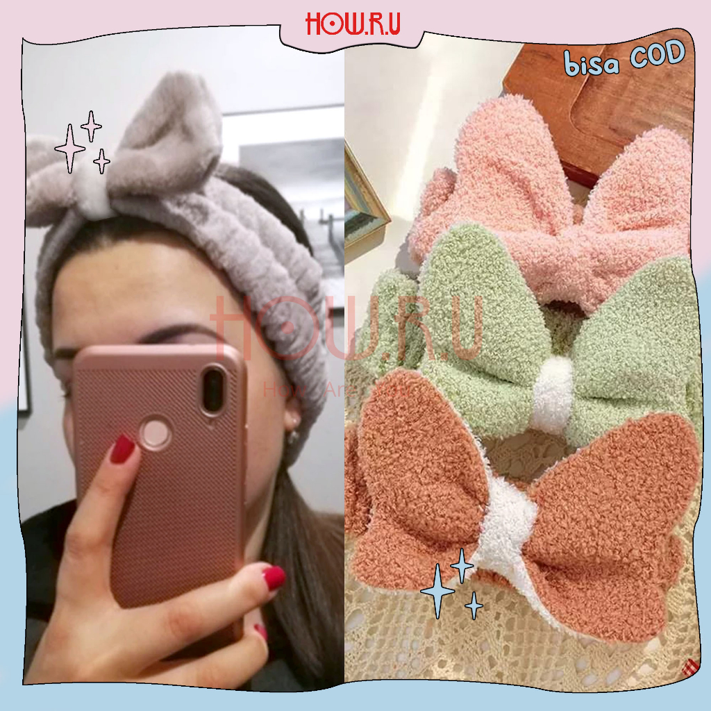 HOW.R.U | Bandana Bulu Lucu Pita untuk Make Up / SkinCare Korea