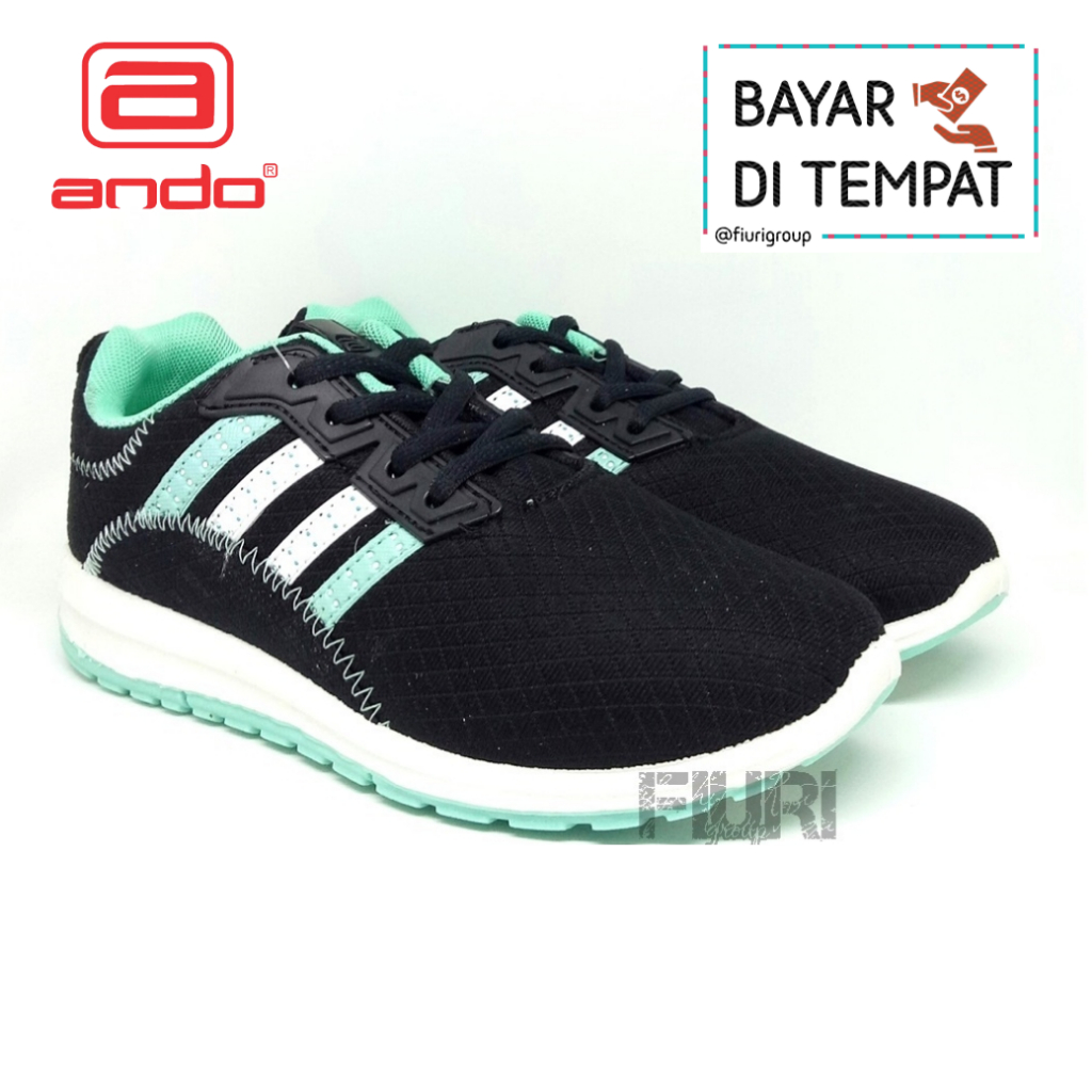 FIURI - Ando - PLANO 33-41 Hitam Tosca - Sepatu Kets Wanita - Sepatu Sneakers Wanita - Sepatu Olahraga Sport Wanita - Sepatu Casual - Sepatu Jogging Lari Fitness Gym Senam Wanita - Sepatu Anak Perempuan Cewek - Sepatu Sekolah Bertali SD SMP SMA