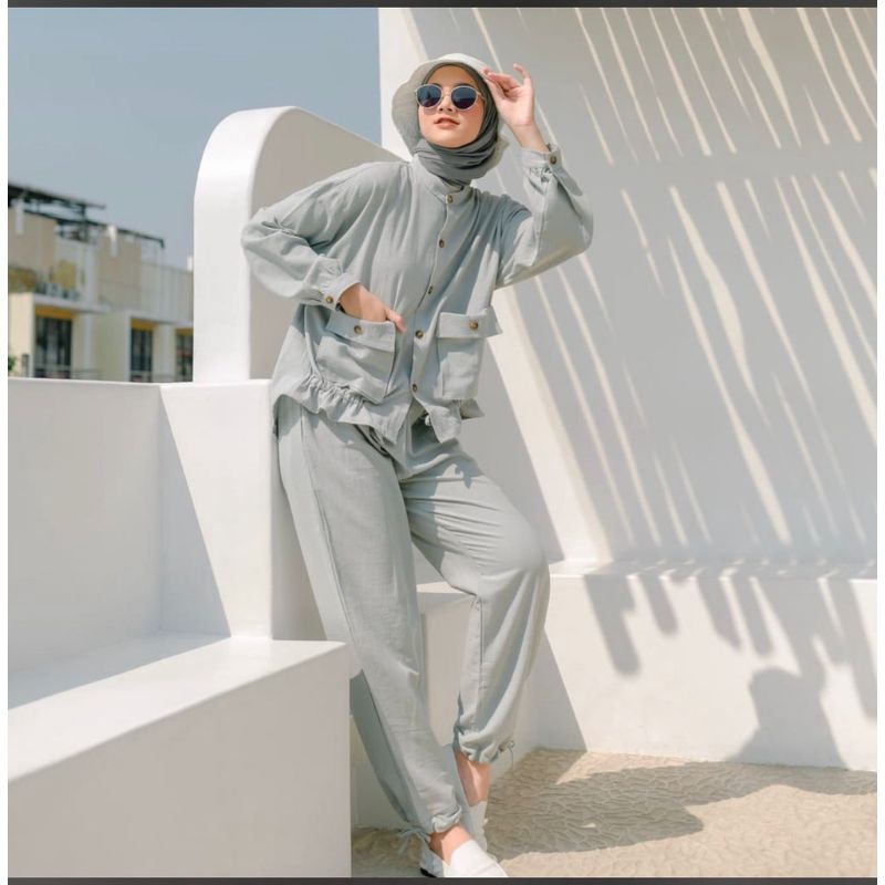 ONE SET MARINI | BLOUSE WANITA | ATASAN KEMEJA WANITA CRINCLE AIRFLOW