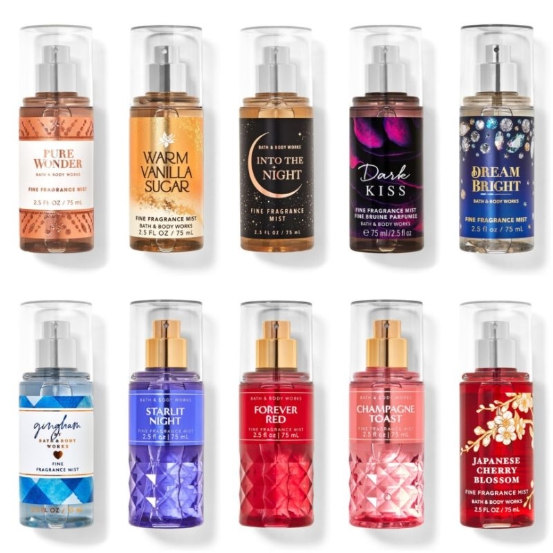 SALE!!! BBW BODY MIST TRAVEL SIZE - Into The Night, Gingham, Warm Vanilla Sugar, Gingham, A Thousand Wishes, Dark Kiss, Mad About You, Pure Wonder, Dark Velvet Oud, Among The Clouds, Coco Paradise, Waikiki Beach, Bahamas Passionfruit, Pink Pineapple