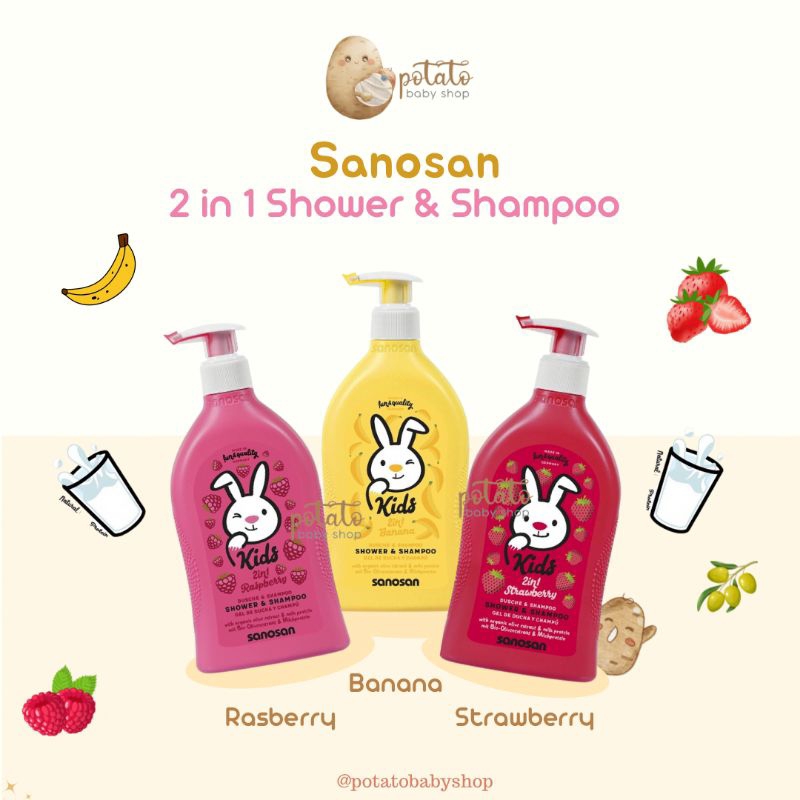 Sanosan Kids 2 in 1 Shower &amp; Shampoo - Sampo dan Sabun Anak