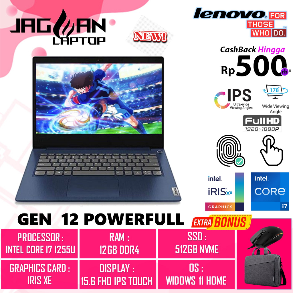 LAPTOP LENOVO IDEAPAD SLIM 5I 15 INTEL I7 1255U 12GB 1TB IRIS XE 15.6&quot; FHD IPS TOUCH BL FP WIN11HOME ABYSS BLUE