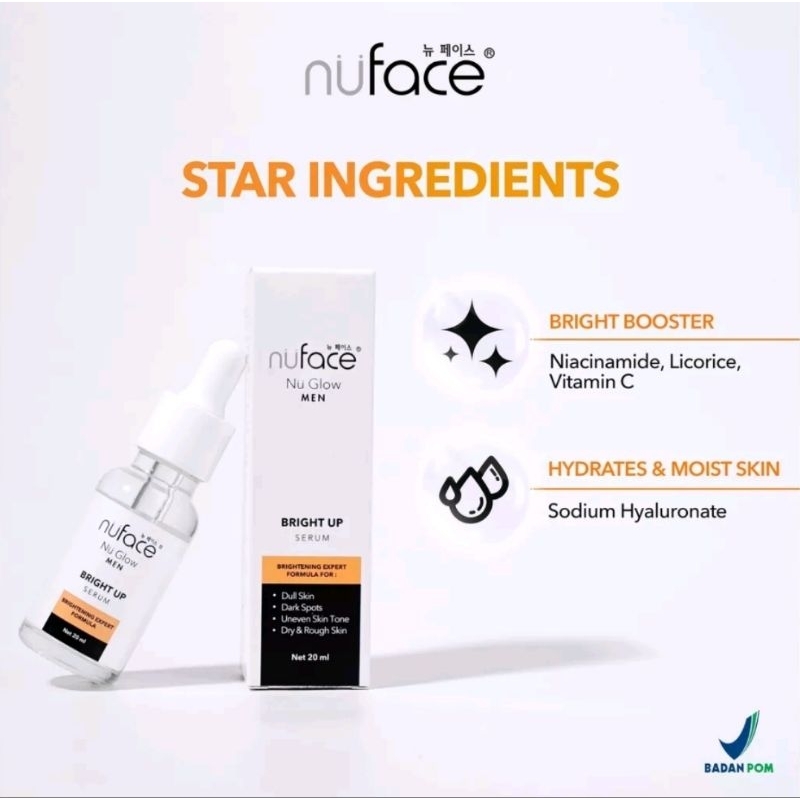 Nuface Nu Glow Men Serum | Bright Up Serum For Men | Acnover Serum for Men | Serum Cowok