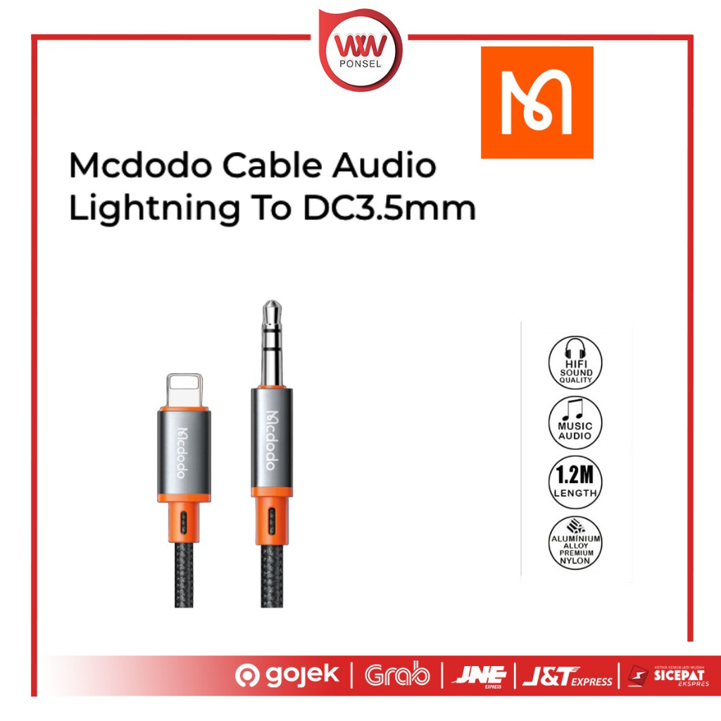 Mcdodo CA-0780 Kabel Aux Audio iPhone Lightning to Jack 3.5mm Male