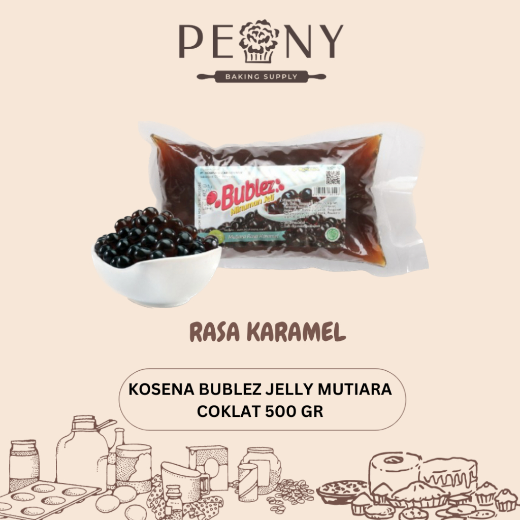 KOSENA BUBLEZ JELLY MUTIARA TOPPING MINUMAN 500 GR RASA COCOPANDAN DAN KARAMEL