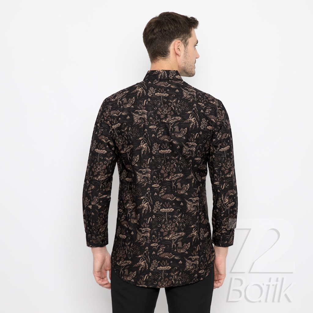 KEMEJA BATIK PRIA Lengan Panjang Premium Two Tone Pagi Sore Elegant Warna Coklat 722429 Cap 72 - Baju Kemeja Atasan Pakaian Setelan Batik Pria Cowok Laki Laki Remaja Keluarga Kantor Lengan Panjang Modern Slimfit Slim Fit Premium Kekinian